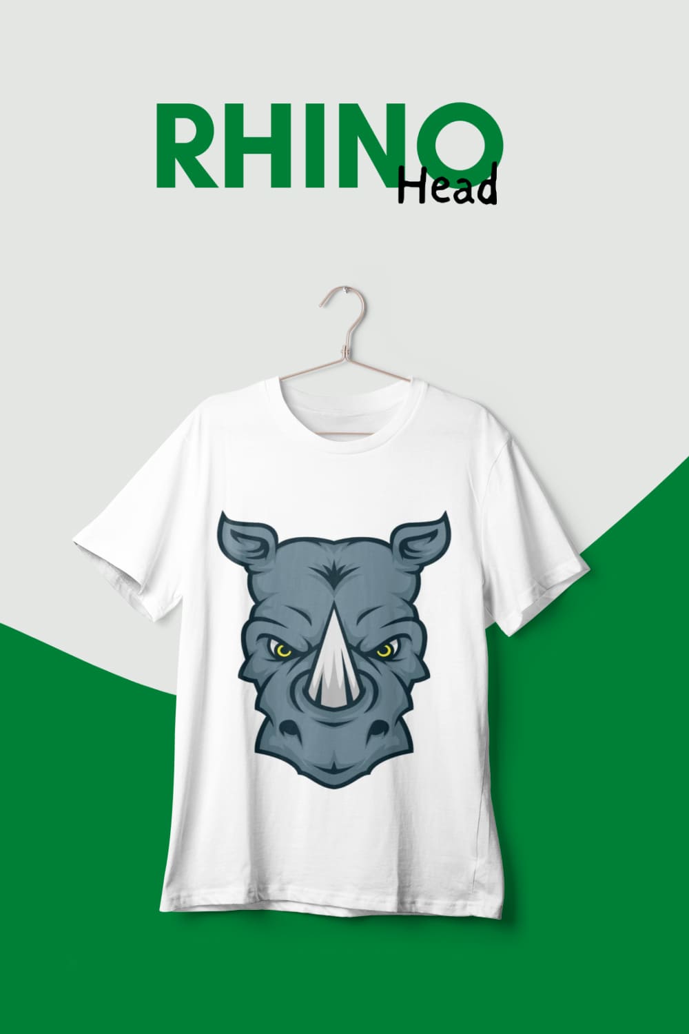 Image of a t-shirt with a gorgeous print with a rhino head.