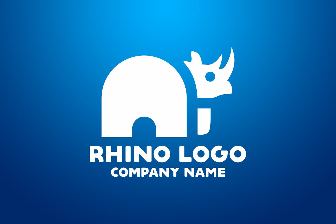 Gorgeous image of a white color rhino logo on a blue background.