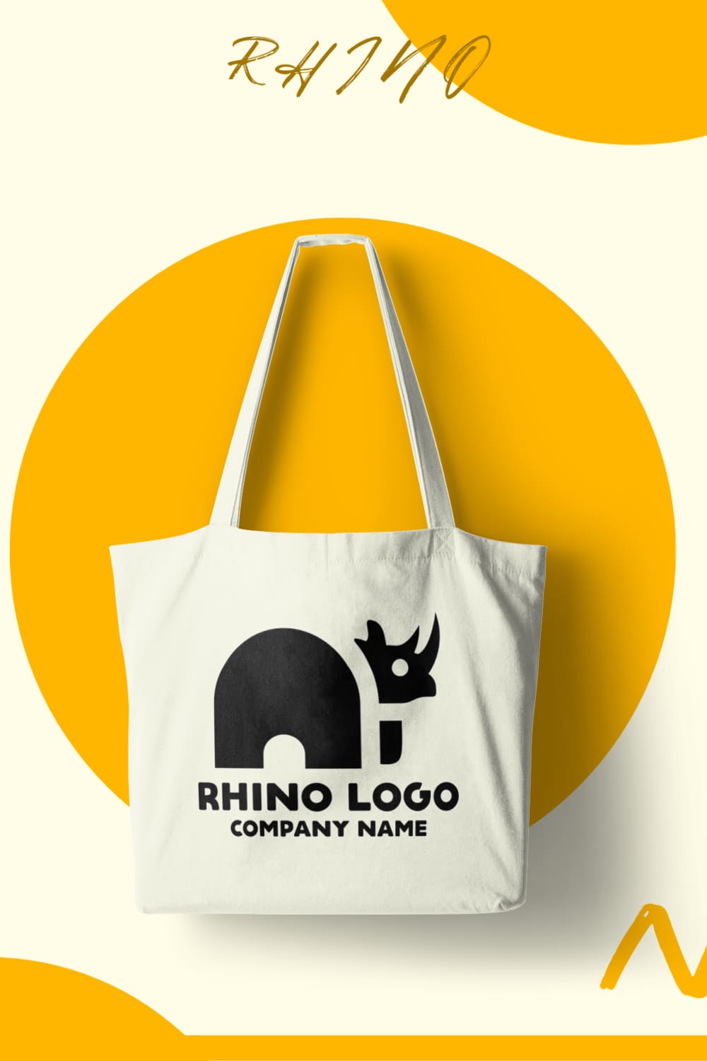 Image of white bag with colorful rhino print.