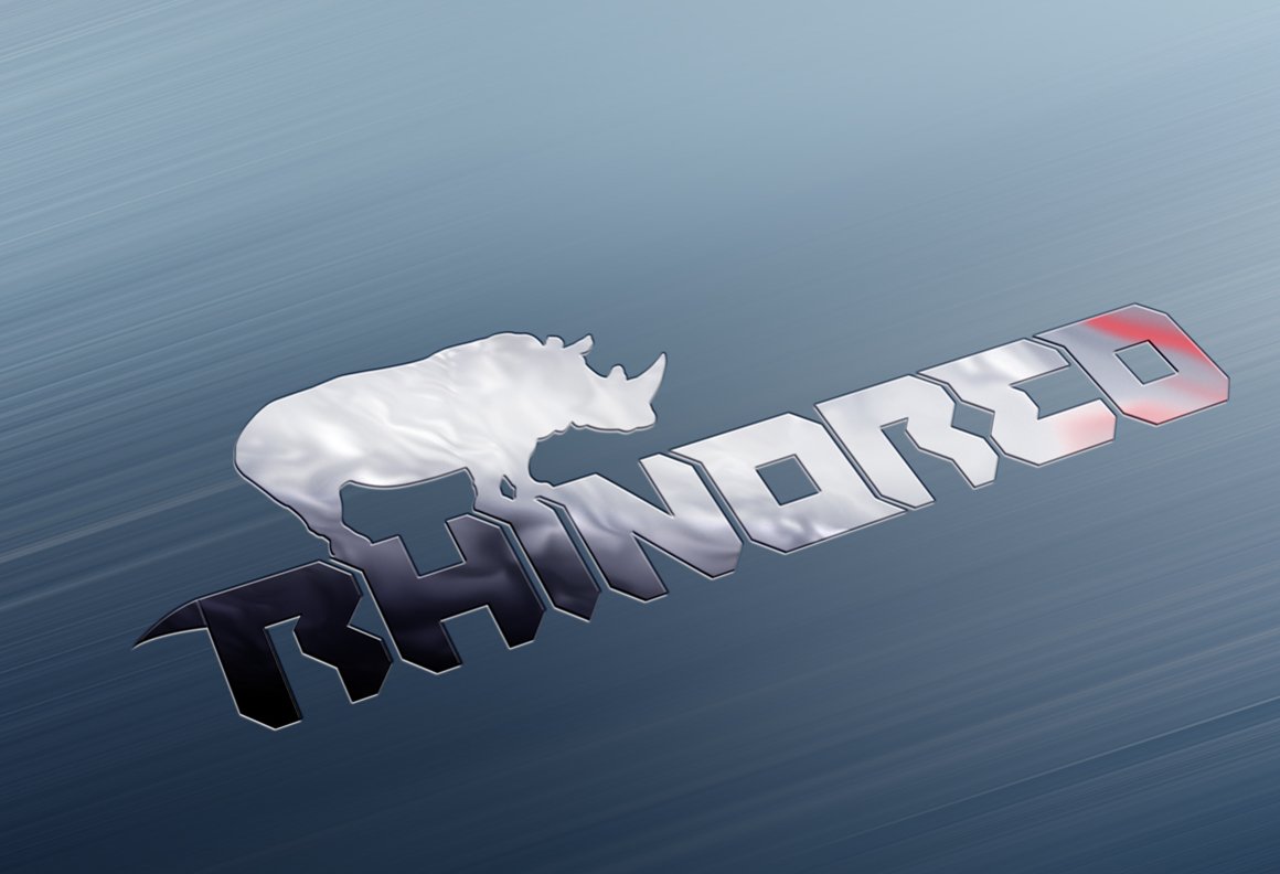 Blue gradient background with the rhino and bold font.