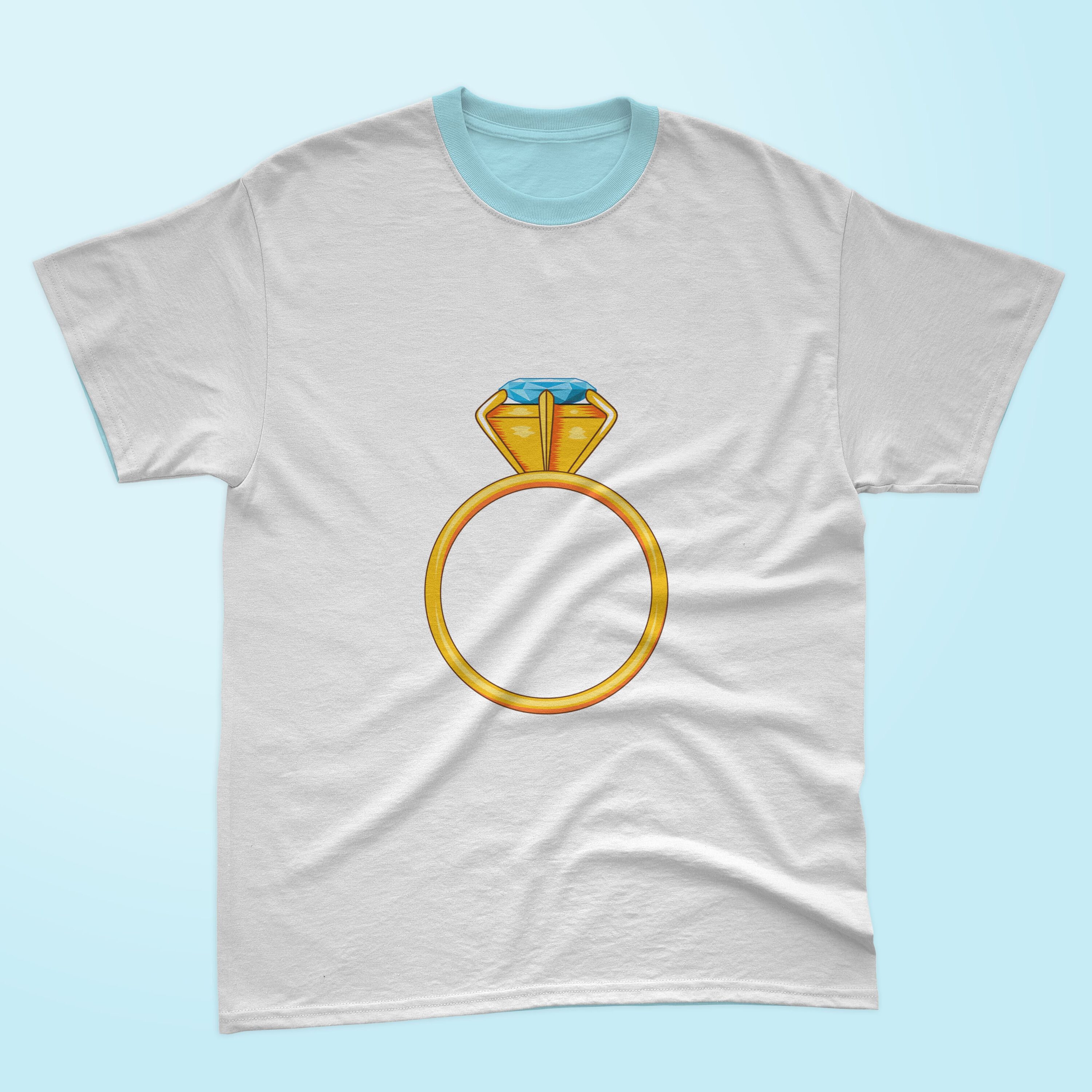 Image of white t-shirt with exquisite ring print.