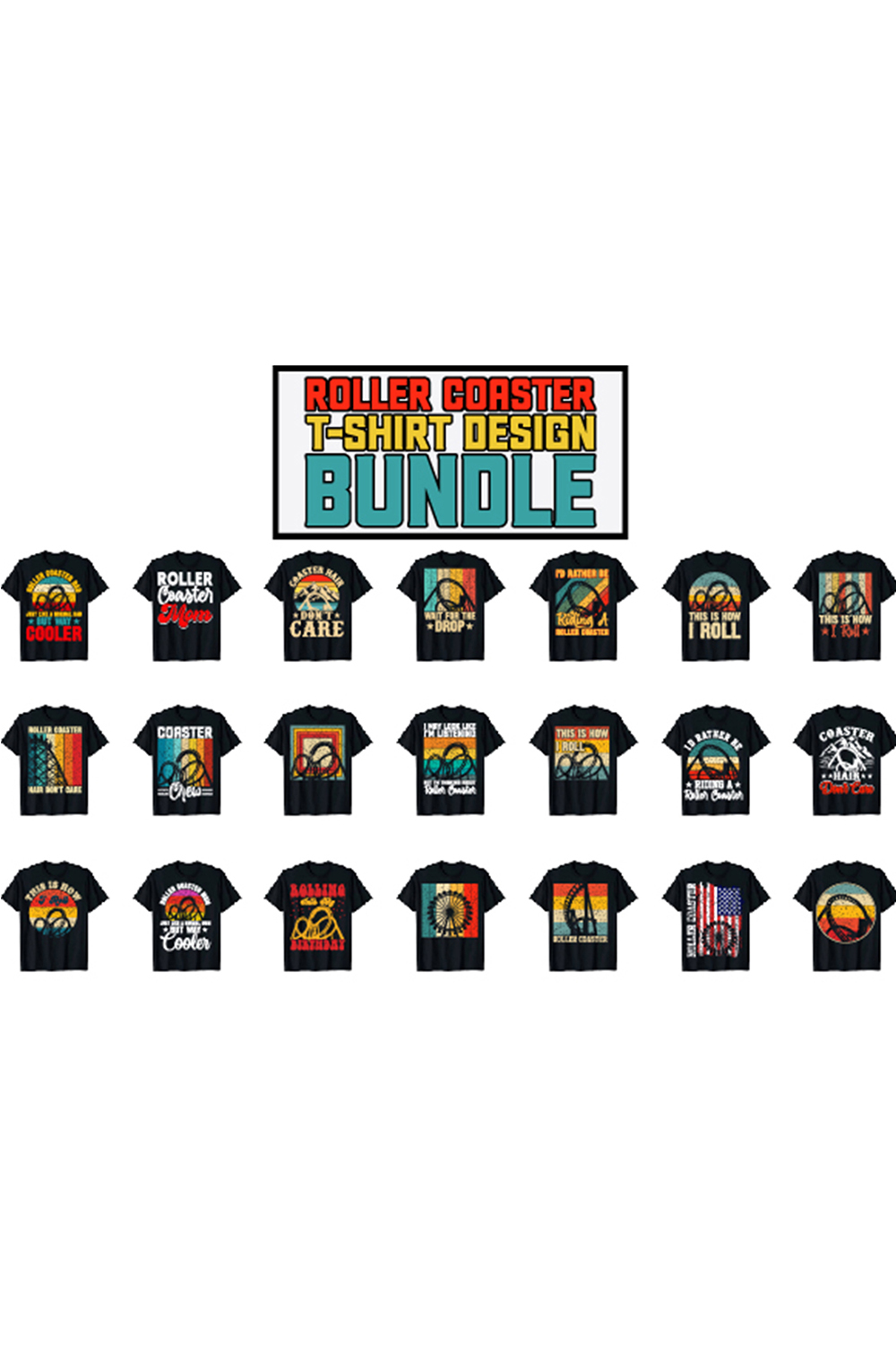 T-Shirt Vintage Amusement Park Design Bundle pinterest image.