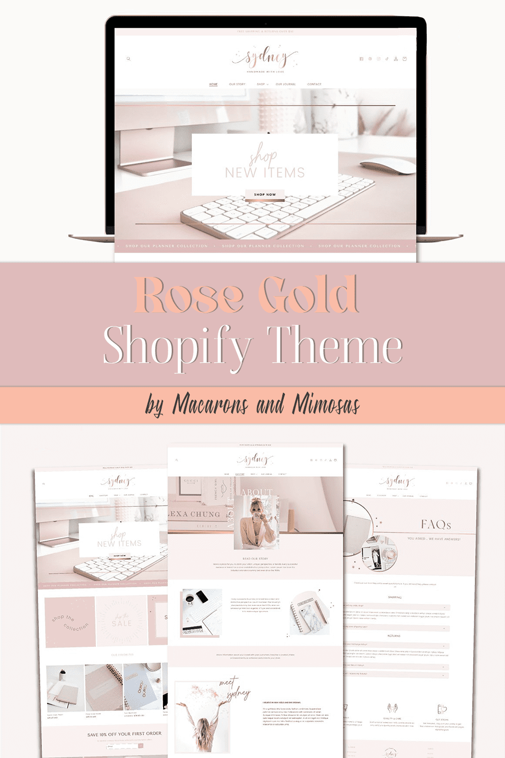 Rose Gold Shopify Theme - pinterest image preview.