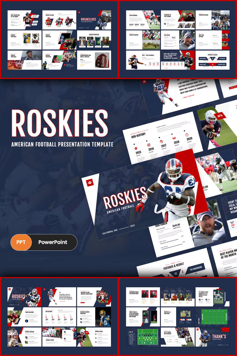Roskies - American Football PowerPoint Template - Pinterest.