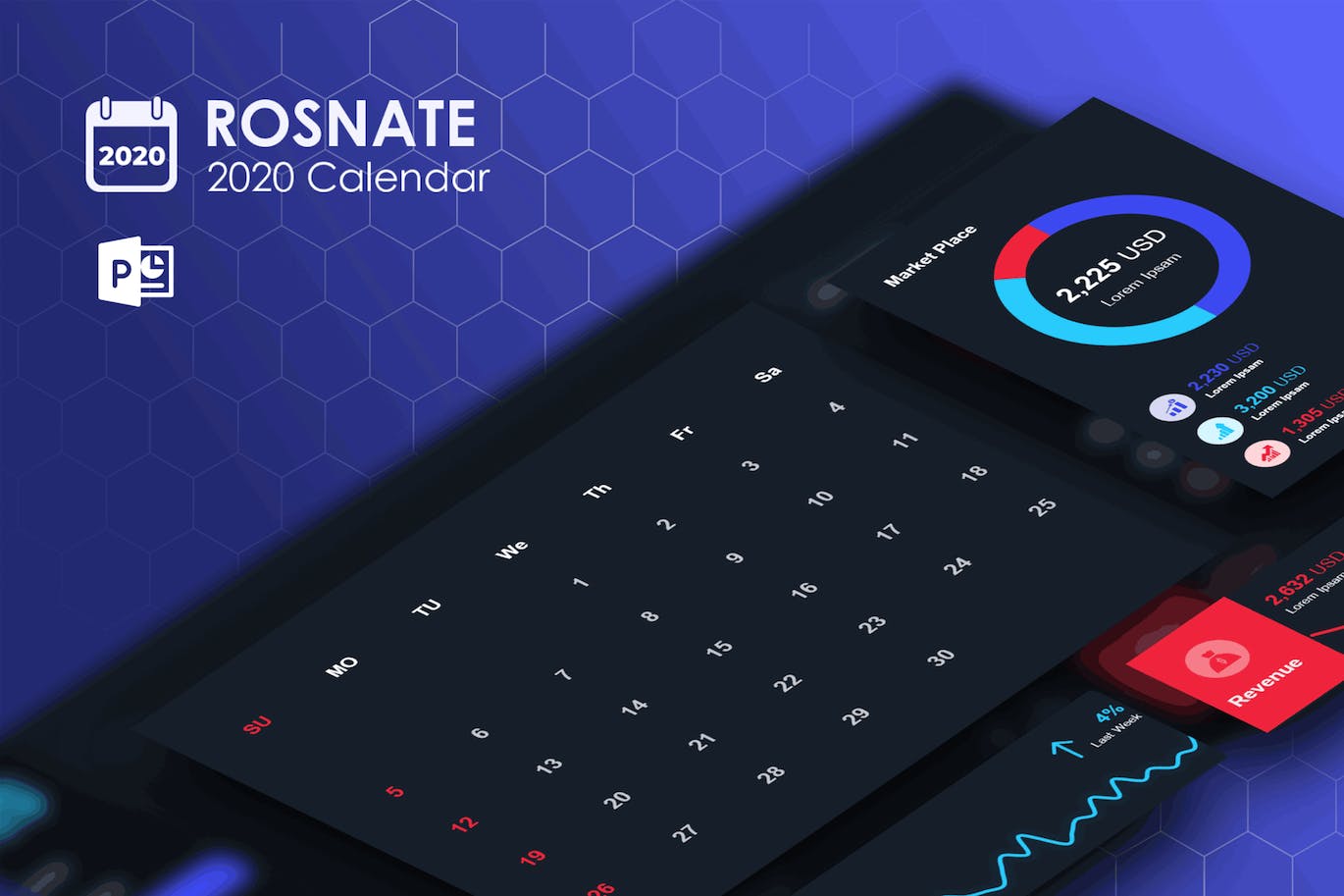 Collection of images of colorful slide presentation template in the form of a calendar.