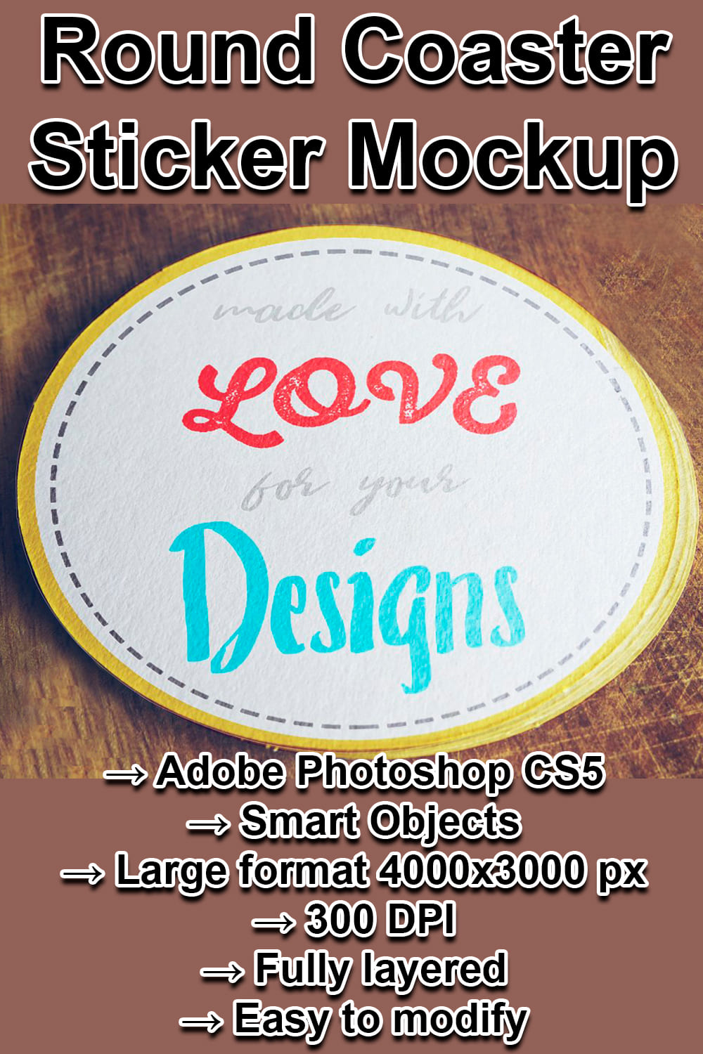 Image of irresistible round sticker with lettering.