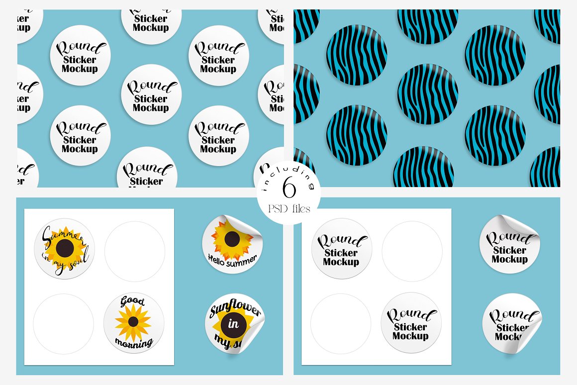 A selection of images of beautiful round stickers.