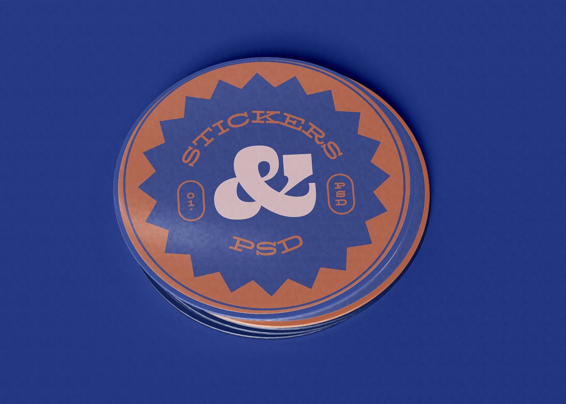 Image of a wonderful round sticker on a blue background.