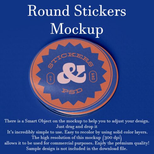 Image of enchanting round sticker on blue background.