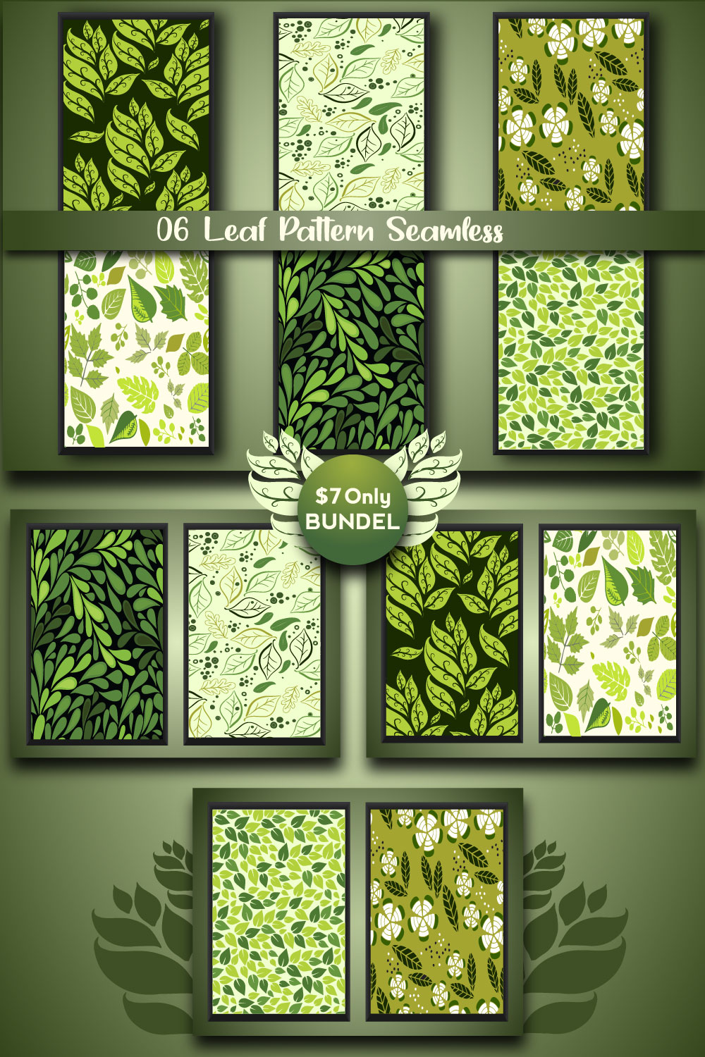 Green Leaves Design Patterns pinterest image.