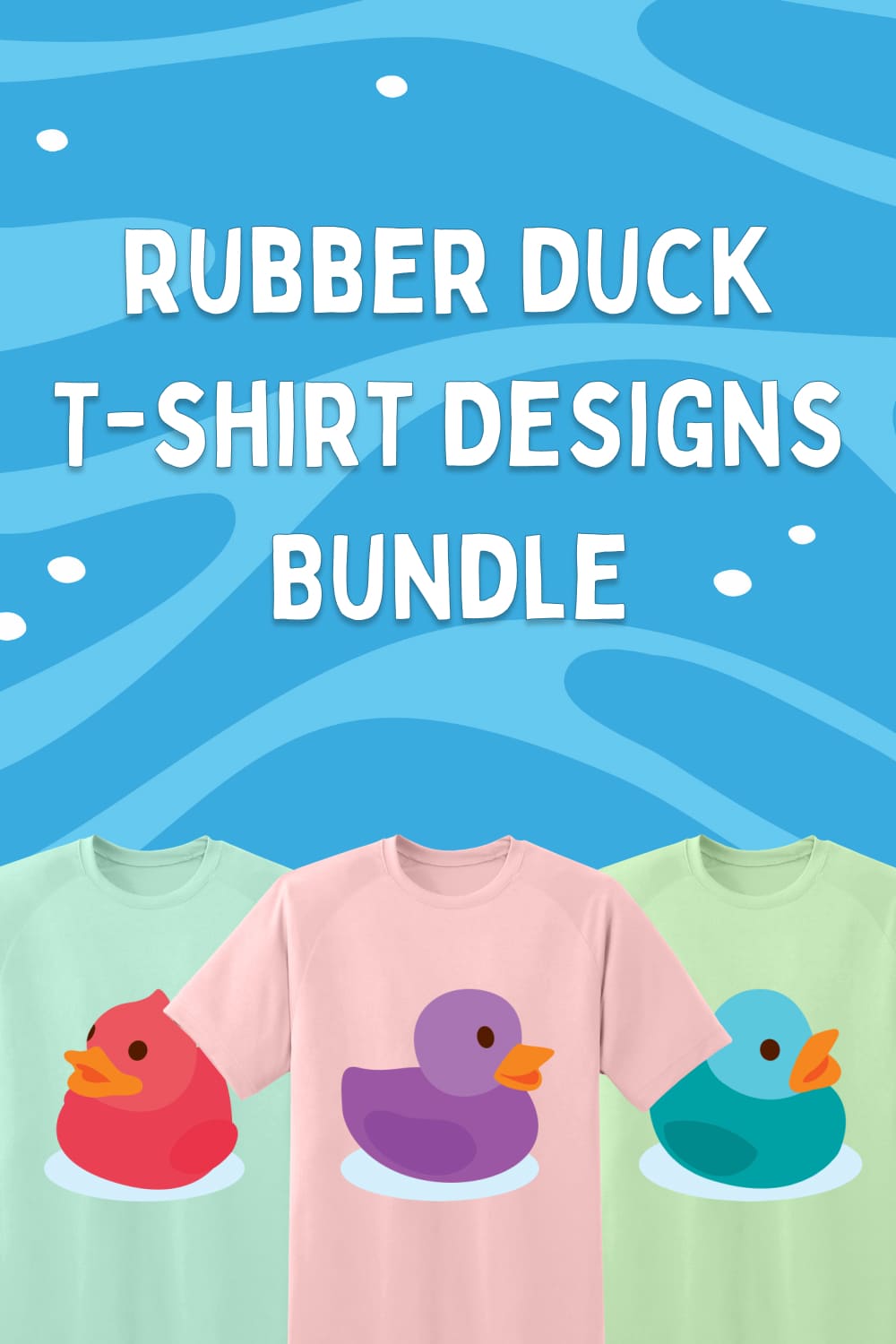 T-shirt images collection with cute rubber duck prints.