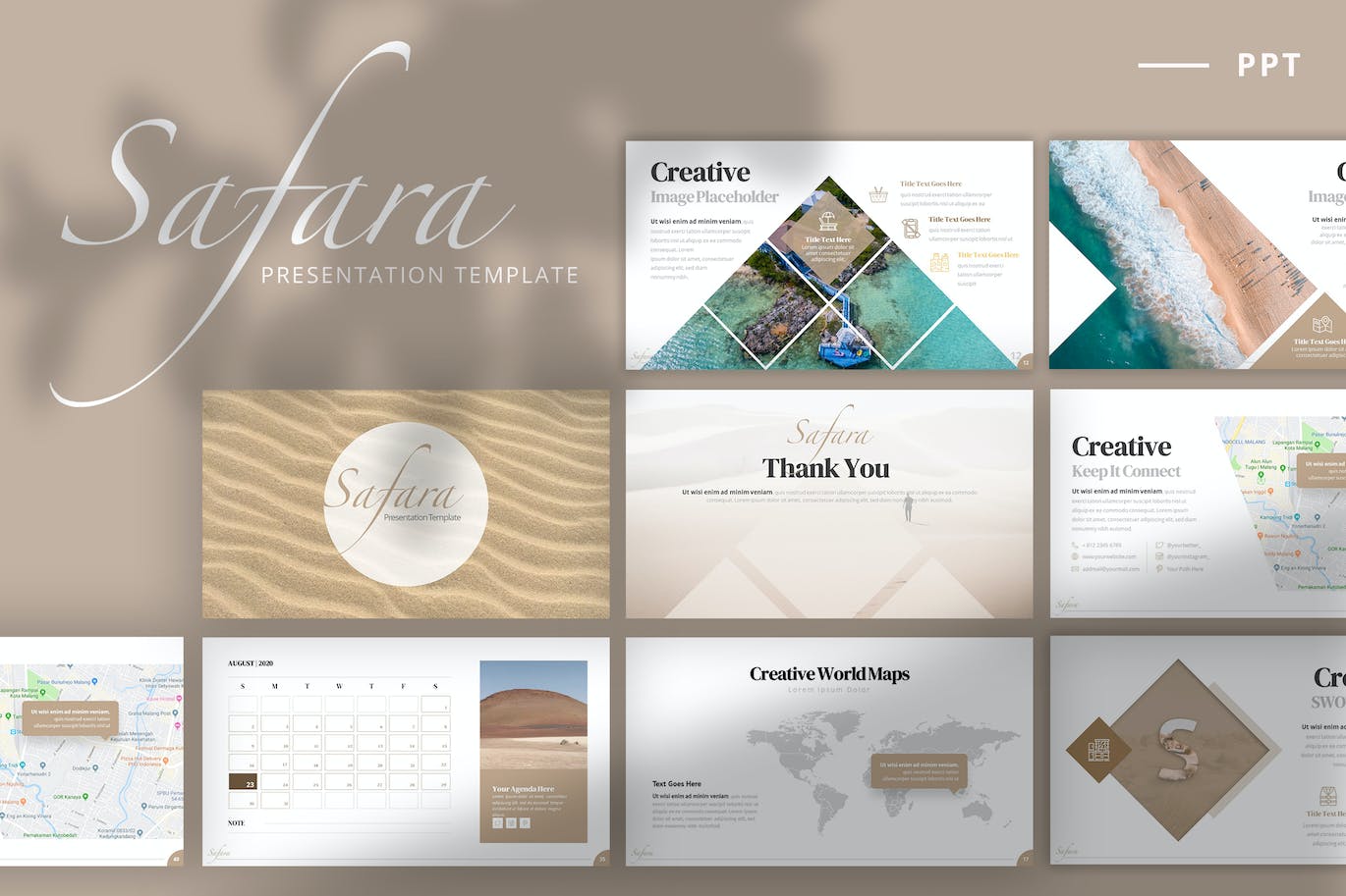 Cover with images of beautiful calendar presentation template slides.