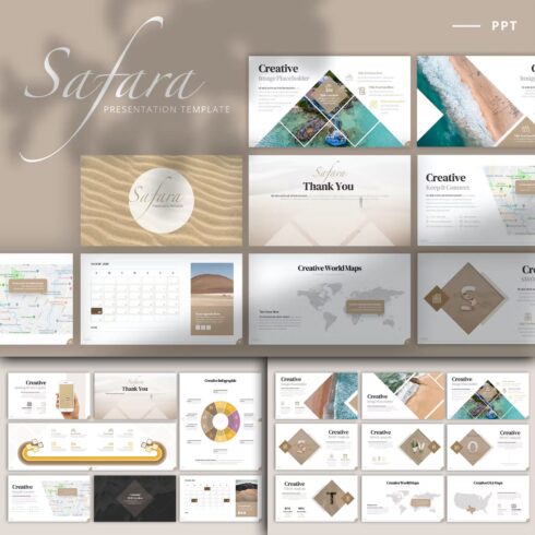 A selection of images of gorgeous calendar presentation template slides.