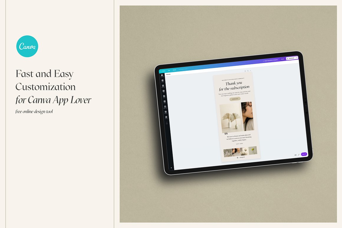 Image of enchanting email design template on tablet screen.