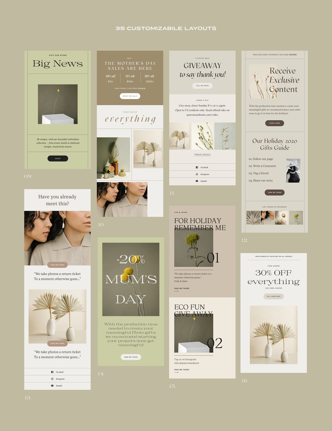 A set of images of gorgeous email design templates.