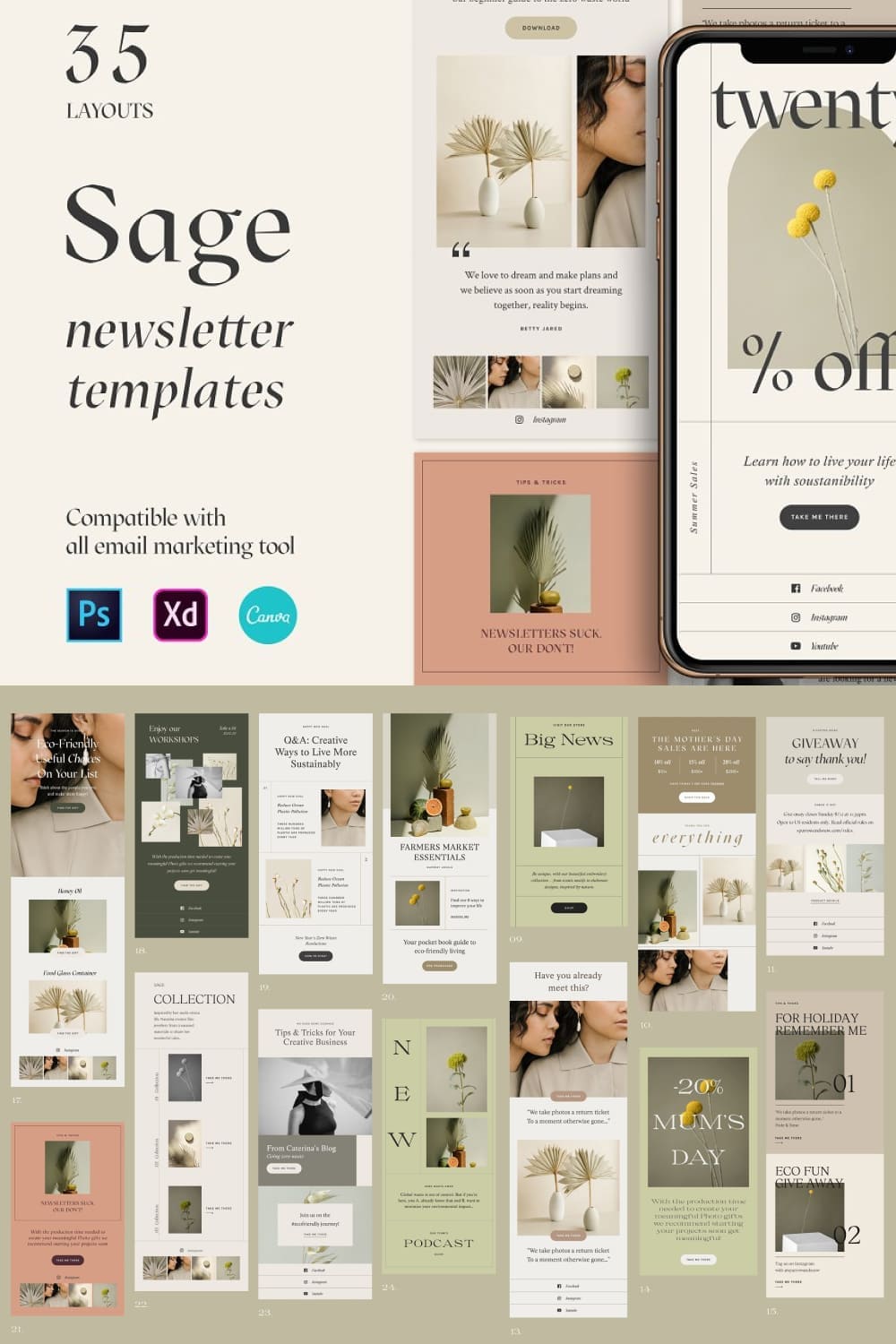 A selection of images of irresistible email design templates.