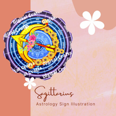 Sagittarius Astrology Sign Illustration.