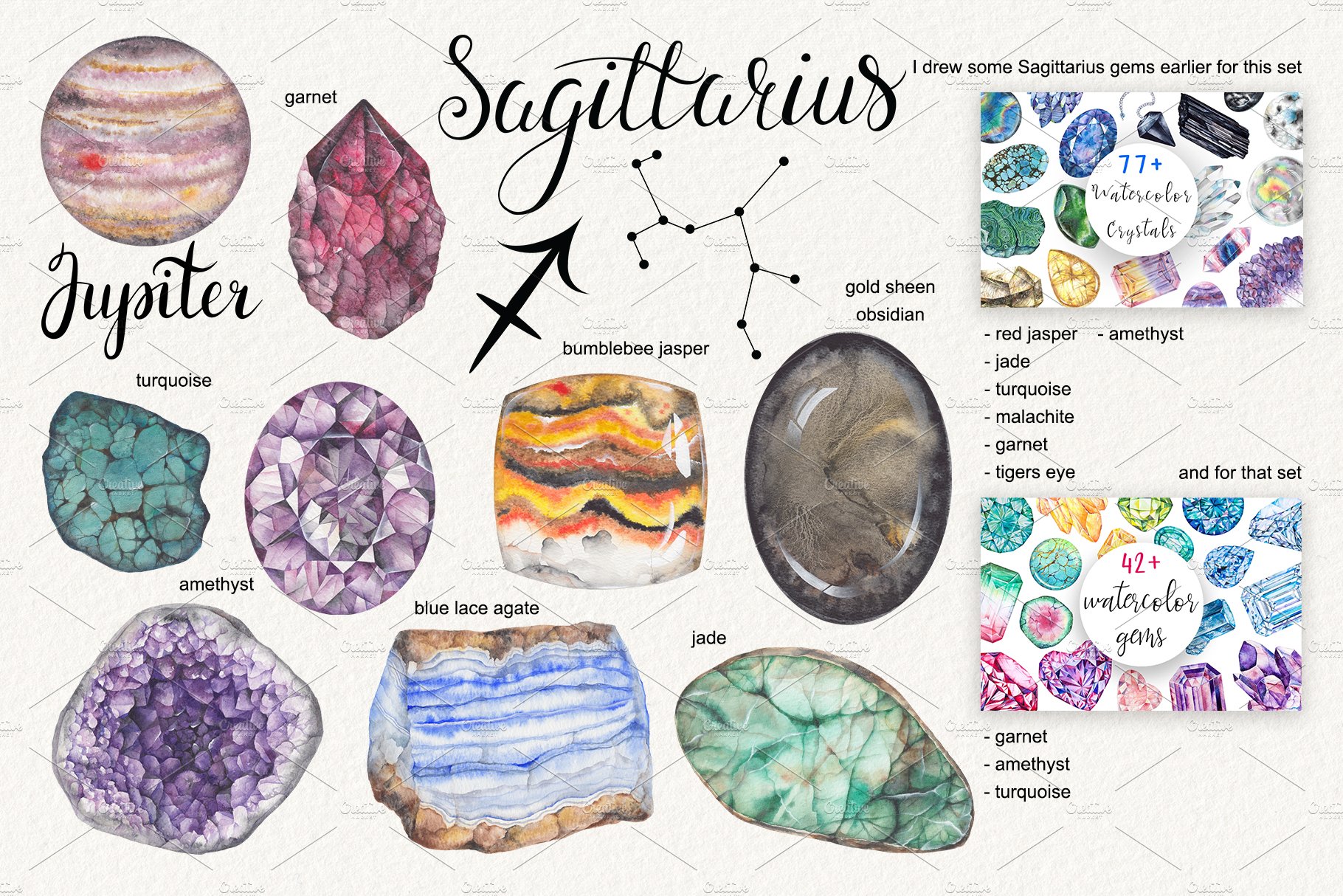 Cool gradient stones in the different colors for Sagittarius.
