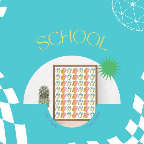 School Pattern Background, Digital Paper.