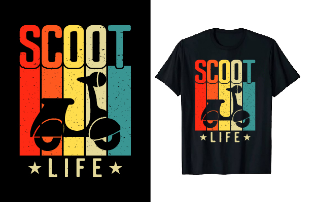 Retro T-shirt Scooter Design Bundle preview image.