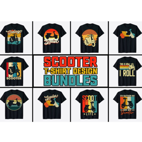 Vintage Scooter T-shirt Design Bundle cover image.