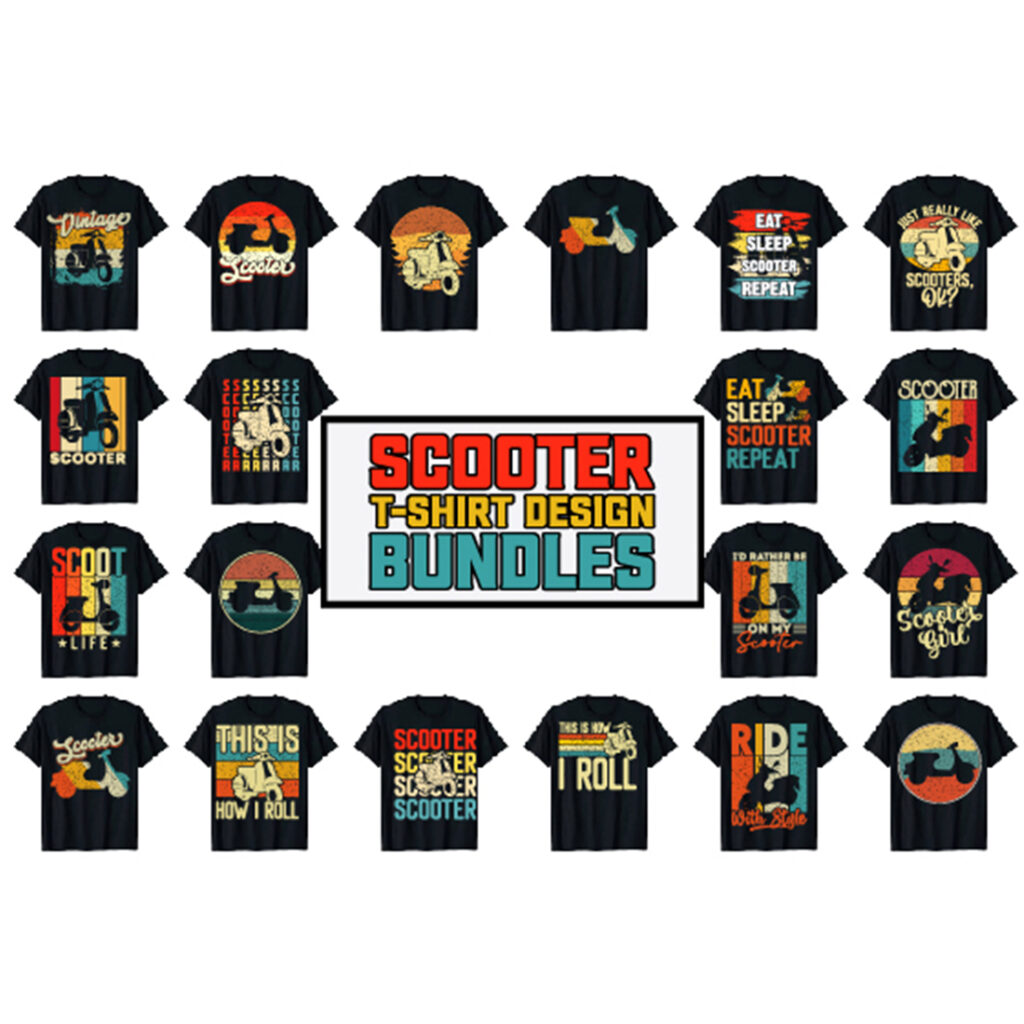 Motorbike Scooter Tshirt Design Bundle MasterBundles