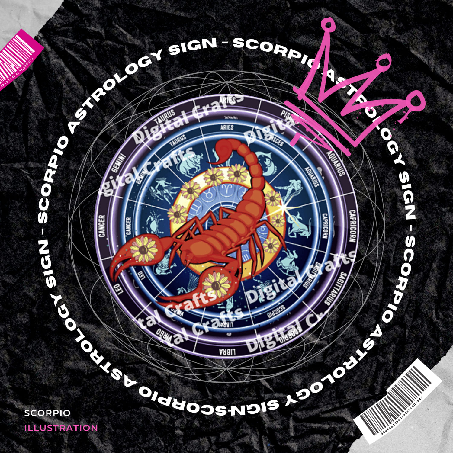 Scorpio Astrology Sign Illustration, Kdp.