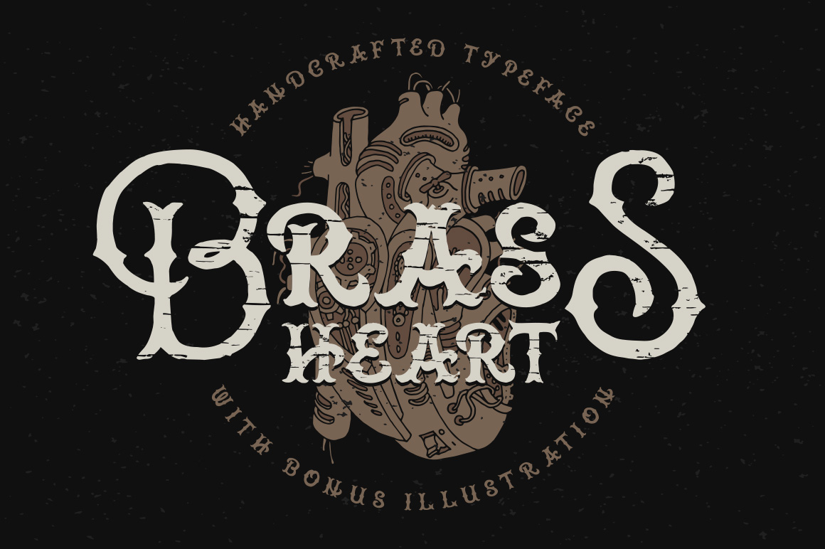 Brass Heart Font Facebook Collage image.