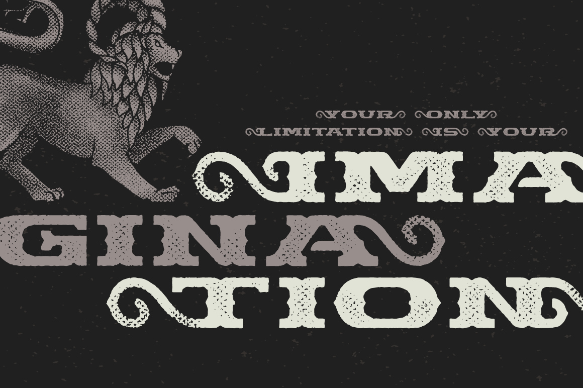 Chimera Tail Font grey preview.