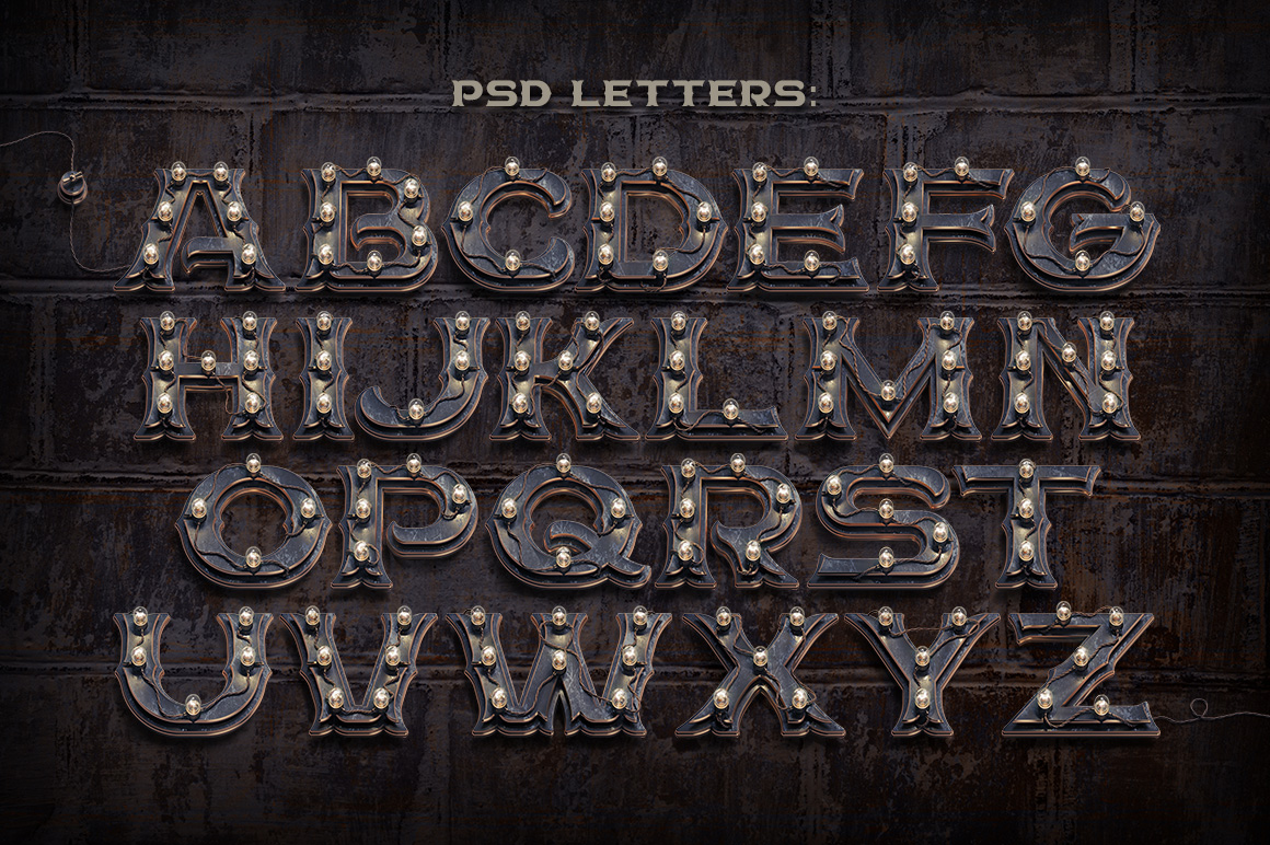 Big City Light Font Psd letters.