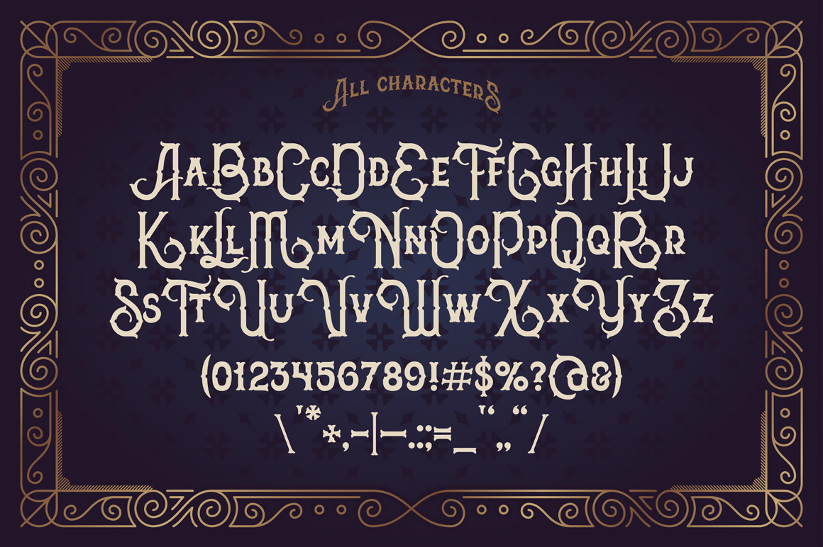 The Far Kingdoms Font all characters preview.