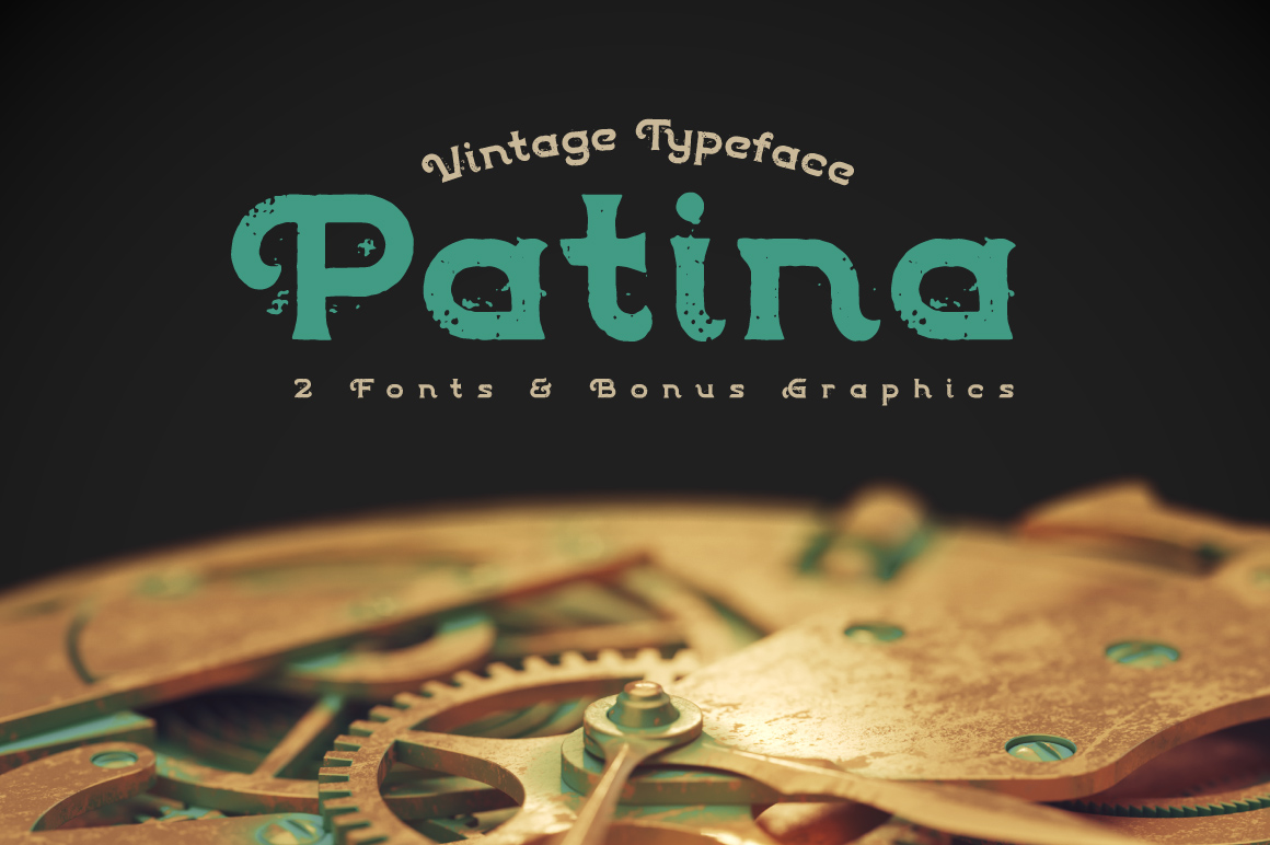 Patina Font Facebook collage image.