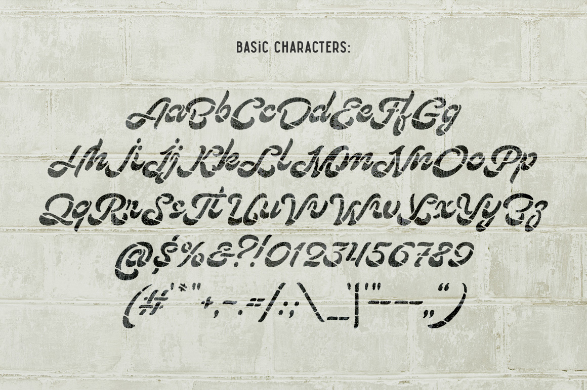Lostamp Font basic characters preview.