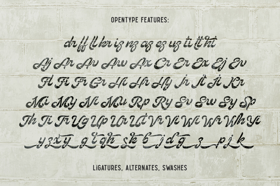 Lostamp Font opentype features.