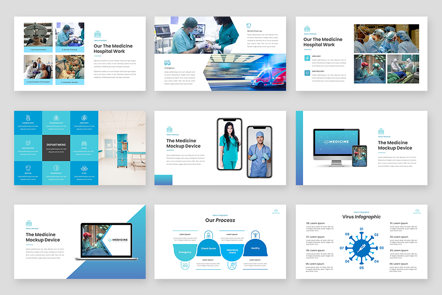 Medicine Business Presentation Google Slides Template preview image.