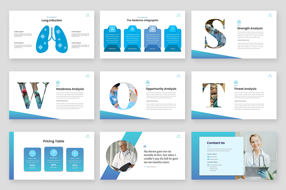 Medical Business Presentation Google Slides Template preview image.