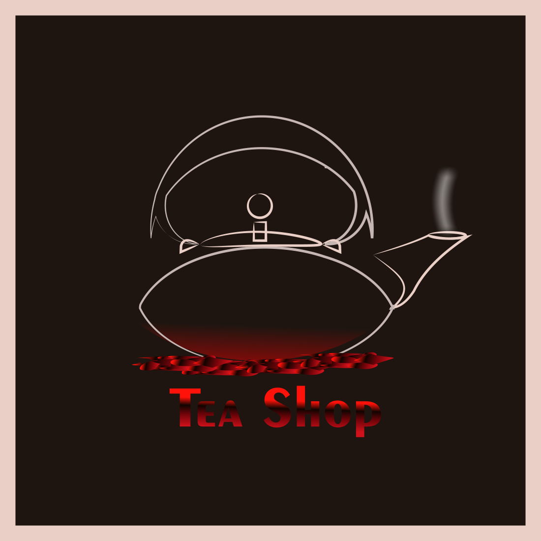 Tea Shop Logo with black background.
