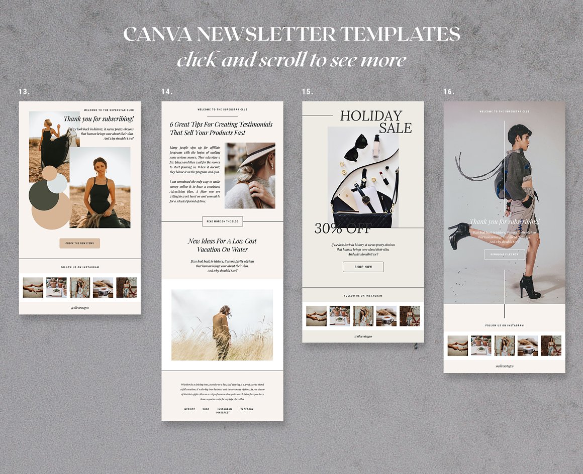 A selection of images of an elegant newsletter template.