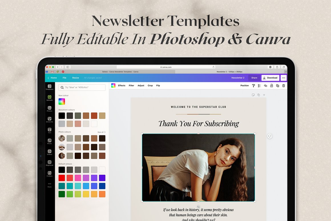 Email design template color customization image.