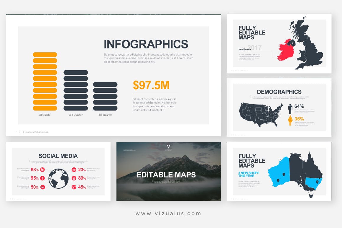 Image collection of amazing presentation template slides.