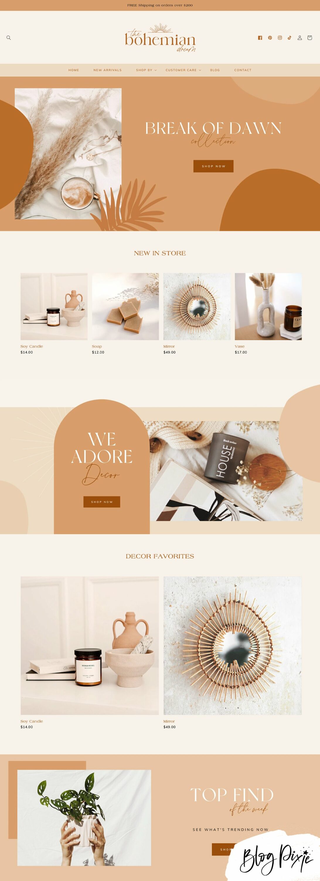Page image of exquisite Shopify theme in pastel colors.