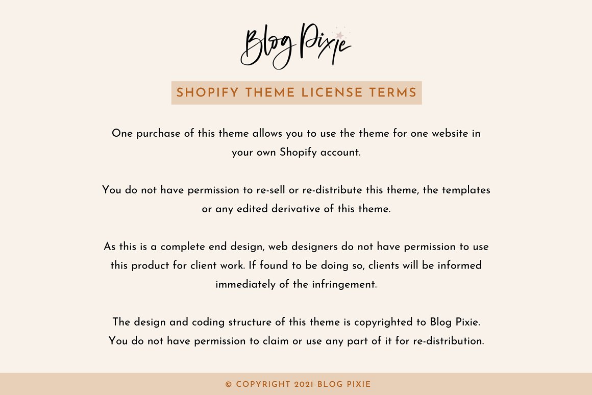 Images with descriptions of the Shopify theme in pastel colors.