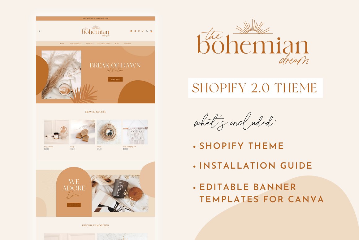 Page image of a beautiful Shopify theme in pastel colors.