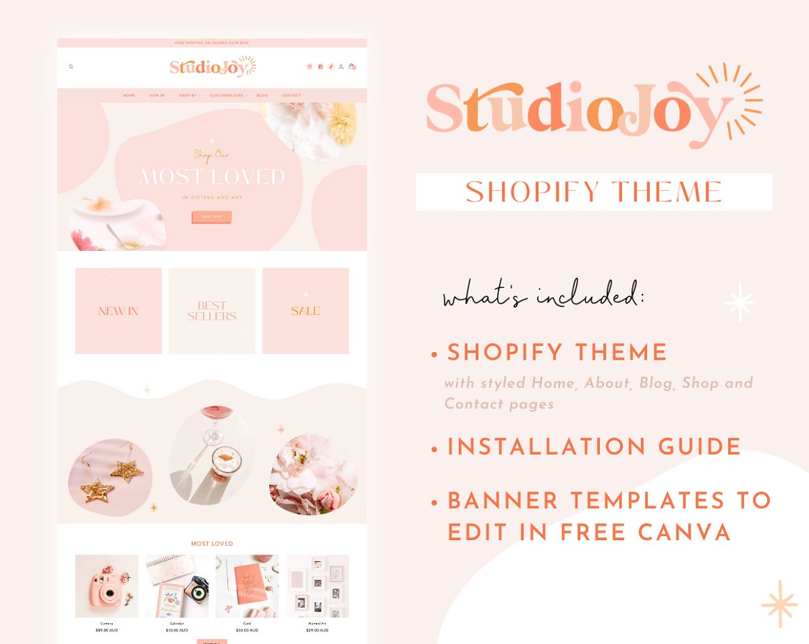 Page image of a beautiful Shopify theme in pastel colors.