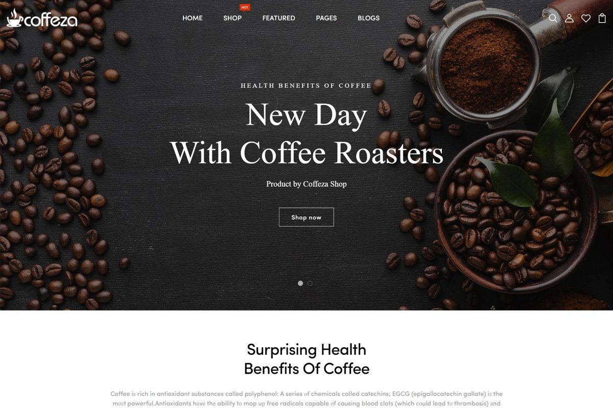 Home page of Coffeza - Coffee Shops Shopify Theme.