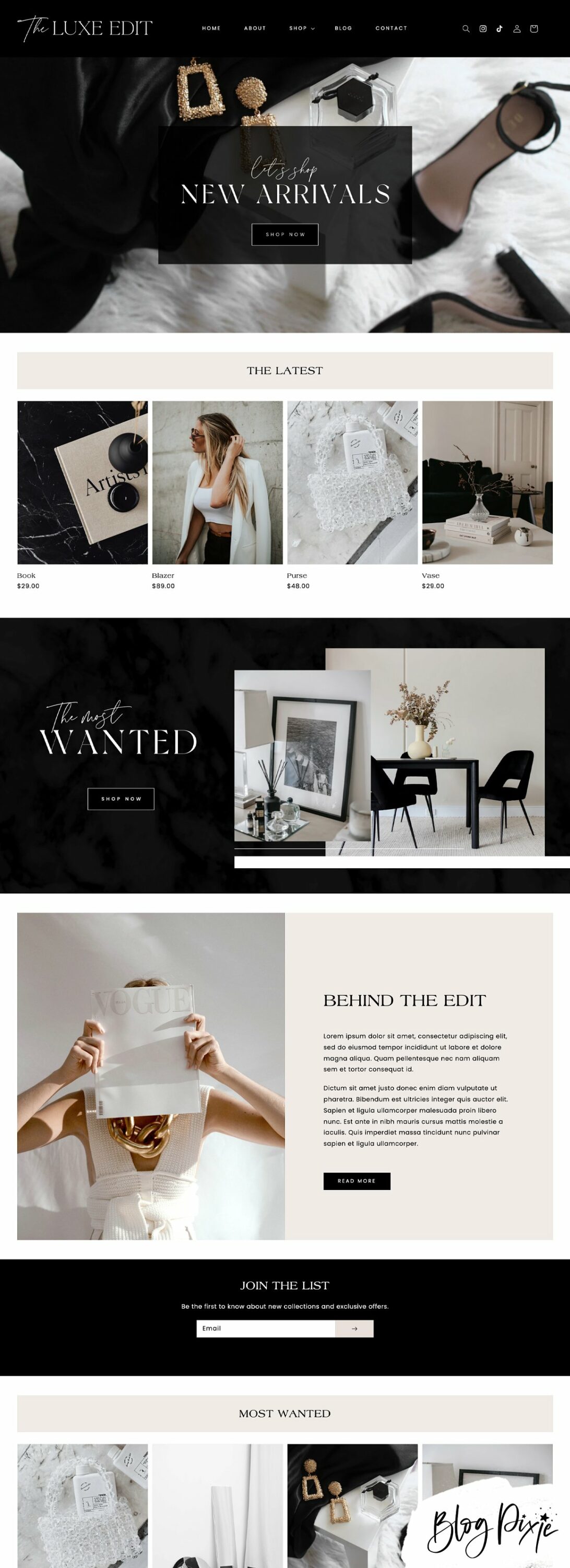 Page image of exquisite Shopify theme.