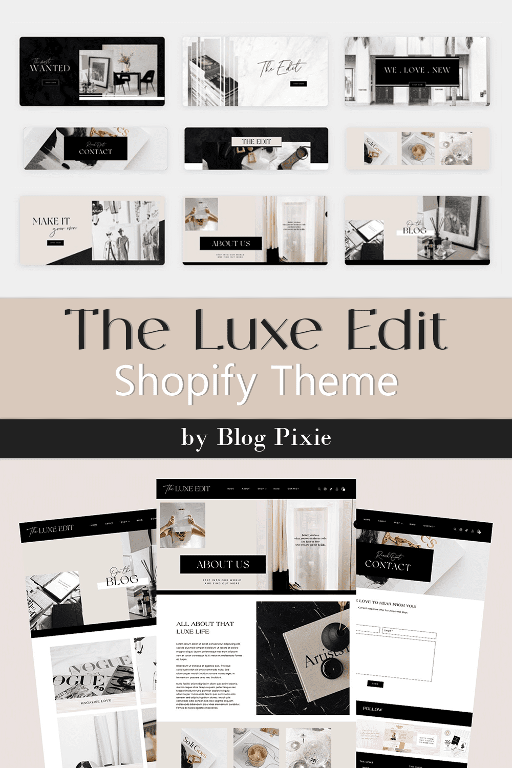 Image collection of gorgeous shopify template pages.