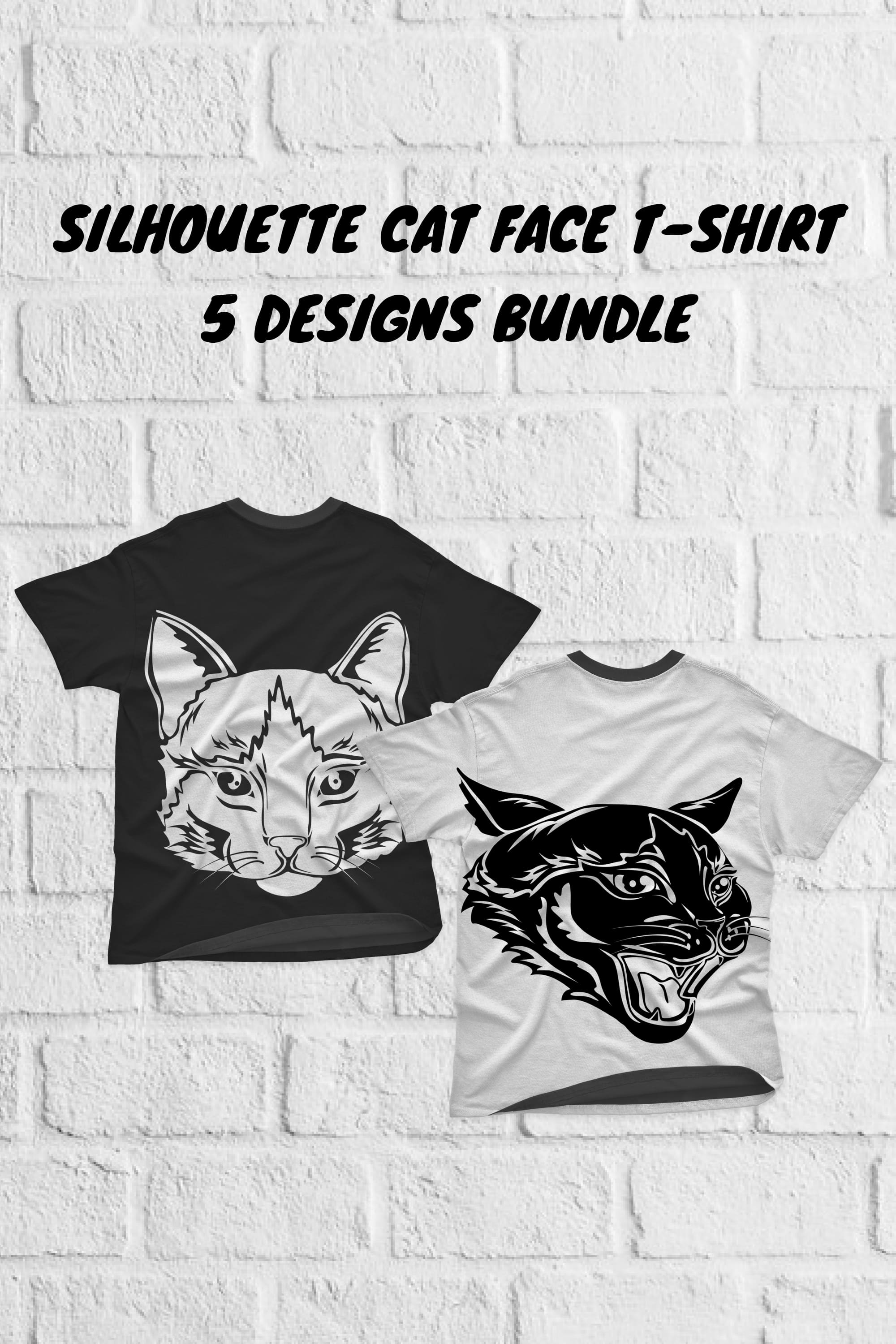 Silhouette Cat Face T-shirt Designs Bundle - Pinterest.