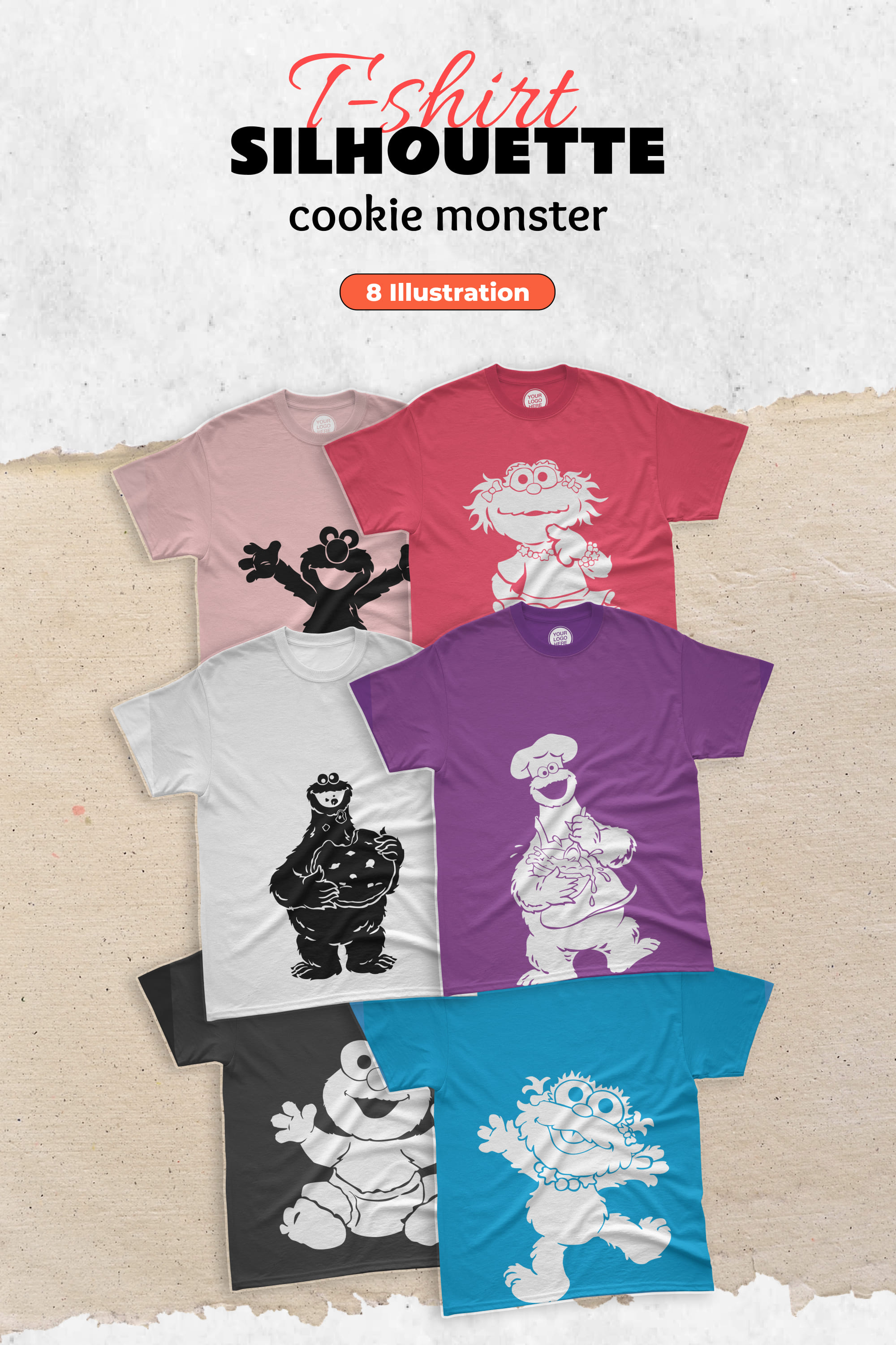 Silhouette Cookie Monster T-shirt Designs Bundle - Pinterest.
