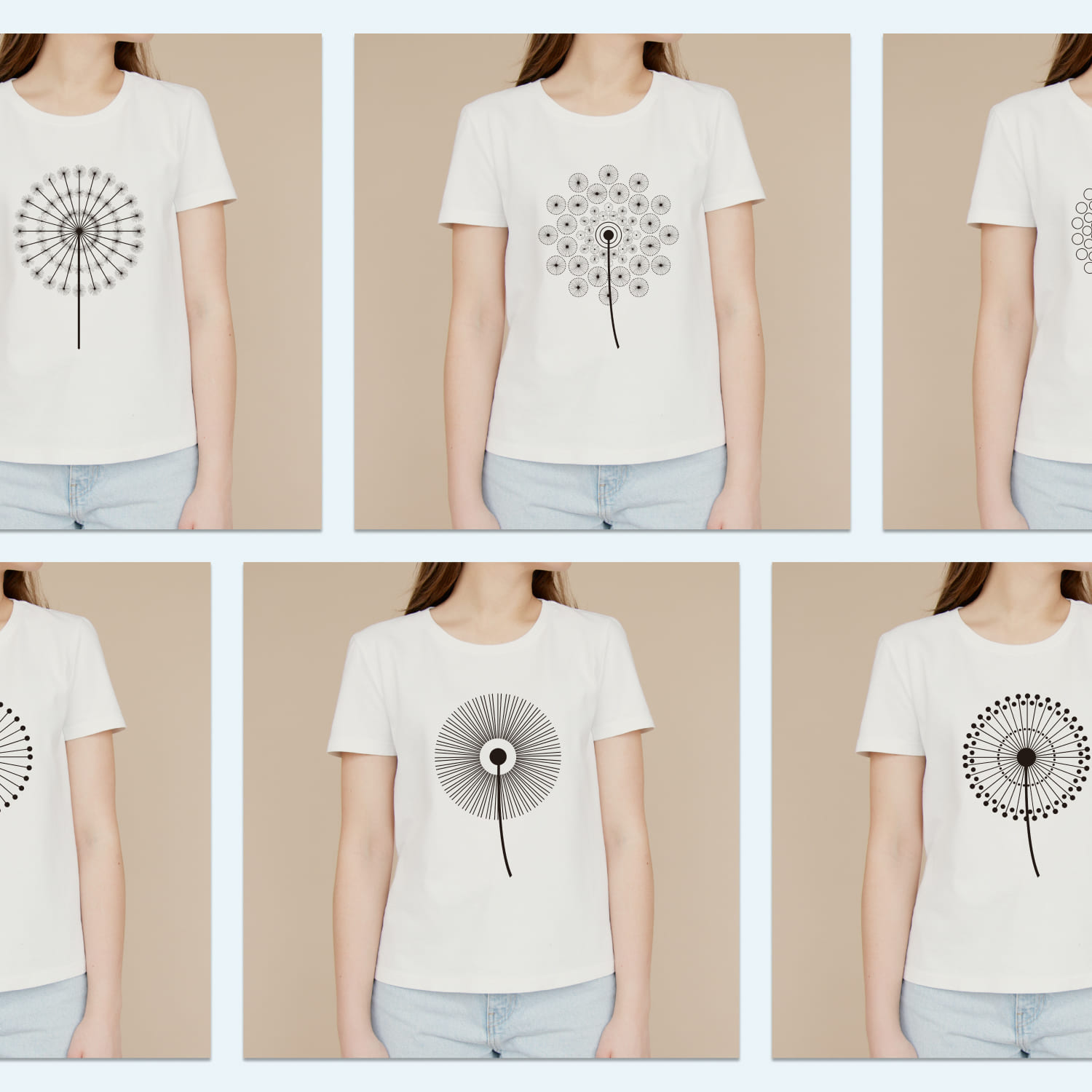 Silhouette Dandelion T-shirt Designs Bundle Cover.